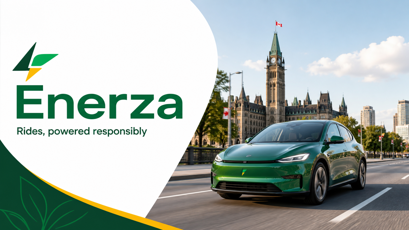 Electric rideshare vehicle in downtown Ottawa